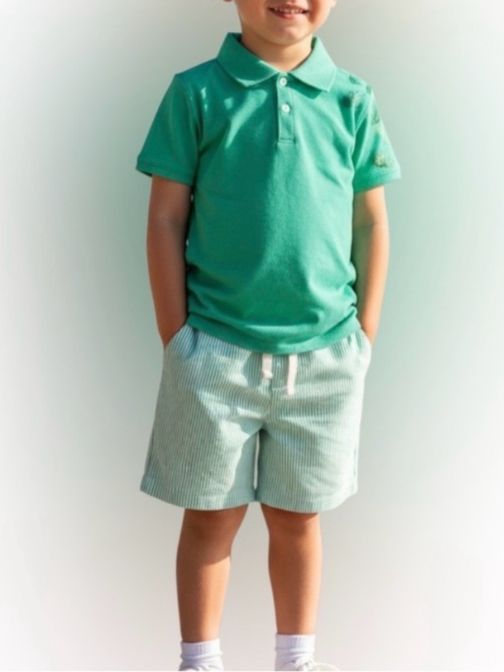 Toddler Boy Green Polo Shirt and Pants Set